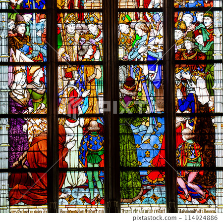 Cathedral of the holy cross, Orleans, France, stained glasses Cathedral of the holy cross, Orleans, France, stained glasses 114924886