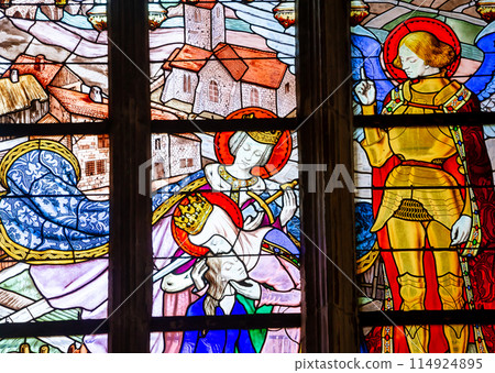 Cathedral of the holy cross, Orleans, France, stained glasses Cathedral of the holy cross, Orleans, France, stained glasses 114924895