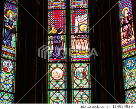 Cathedral of the holy cross, Orleans, France, stained glasses Cathedral of the holy cross, Orleans, France, stained glasses 114924929