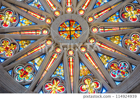 Cathedral of the holy cross, Orleans, France, stained glasses Cathedral of the holy cross, Orleans, France, stained glasses 114924939