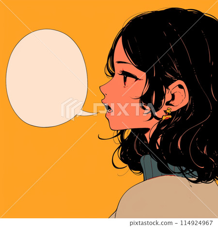 輪廓女人和演講泡泡 114924967