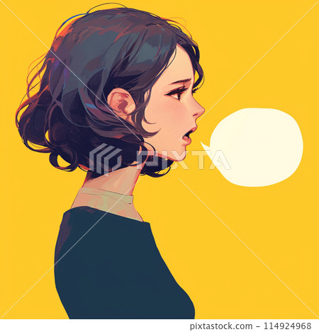 Talking woman and speech bubble 114924968