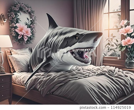 臥室床上躺著一條兇猛的鯊魚 114925019