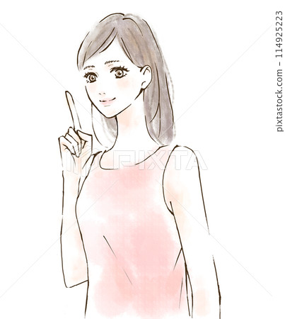 女人指著並解釋飲食 女人指著並解釋飲食 114925223