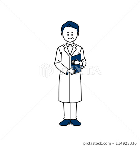 拿著文件的一位資深男醫師的插圖 拿著文件的一位資深男醫師的插圖 114925336