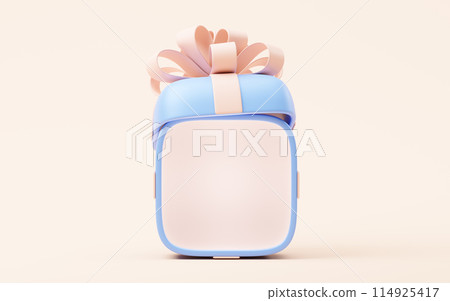Cartoon gift box, festival elements, 3d rendering. Cartoon gift box, festival elements, 3d rendering. 114925417