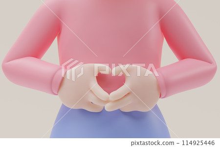 Girl makes gesture like love, isolated over yellow Girl makes gesture like love, isolated over yellow 114925446