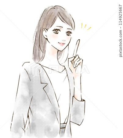 一位女士指著顧客騷擾對策並提供建議的插圖 114925667