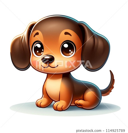 Sitting miniature dachshund Sitting miniature dachshund 114925789