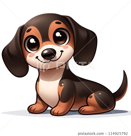 Sitting miniature dachshund Sitting miniature dachshund 114925792
