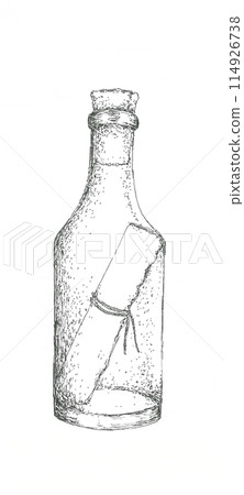 舊留言瓶手繪插畫 舊留言瓶手繪插畫 114926738