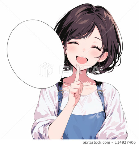 Illustration of a speaking woman and a speech bubble 114927406