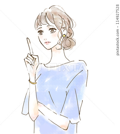 A woman pointing and explaining: Child's admission procedures 114927528