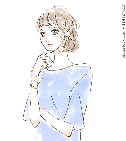 一個女人思考的插圖 114927613