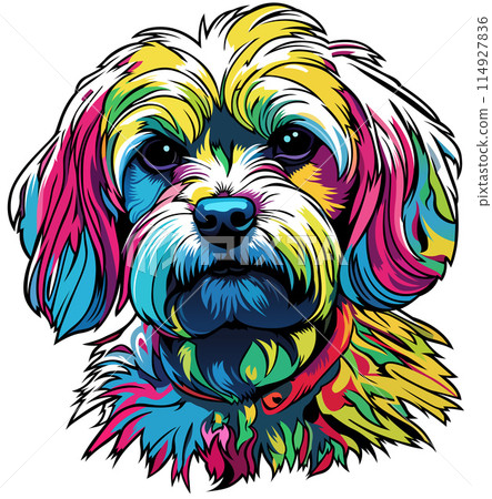 Colorful Maltese Dog Portrait 114927836