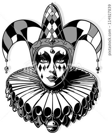 Drawing of Harlequin Portrait Drawing of Harlequin Portrait 114927839
