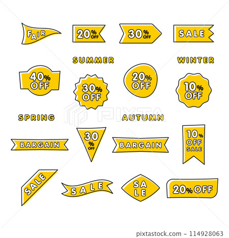 Sale and bargain yellow pop banner set Sale and bargain yellow pop banner set 114928063