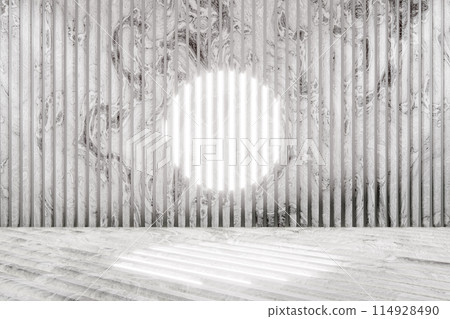 3D render of bright sun shining through marble wall paneling 3D render of bright sun shining through marble wall paneling 114928490