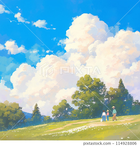 藍天下的公園風景,彷彿是孩子們畫的 藍天下的公園風景,彷彿是孩子們畫的 114928806