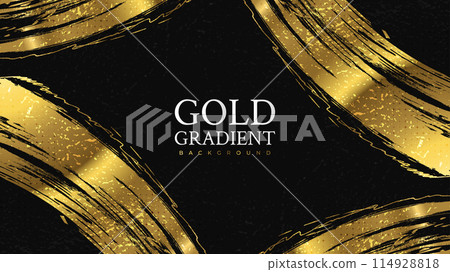 Luxury Gold Grunge Brush Strokes with Texture Effect Isolated on Black Background. Brush Stroke Illustration for Banner, Poster, or Sports. Scratch and Texture Elements For Design Luxury Gold Grunge Brush Strokes with Texture Effect Isolated on Black Background. Brush Stroke Illustration for Banner, Poster, or Sports. Scratch and Texture Elements For Design 114928818