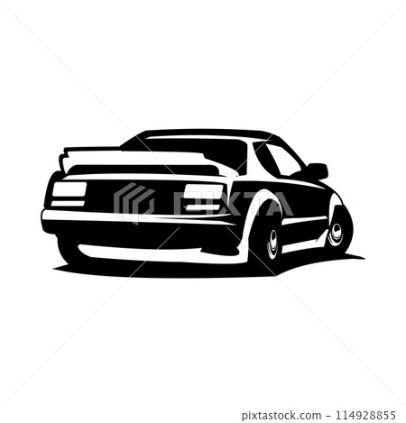 Silhouette of the 1976 Lotus Spirit car logo. isolated on white background. Best for badge, emblem, icon and sticker design. 114928855