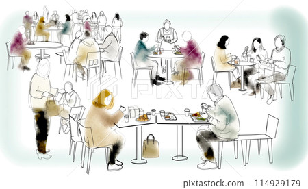 Lunchtime in the cafeteria 114929179