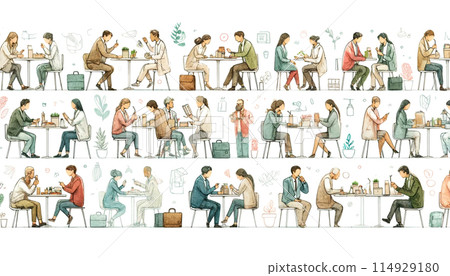 Lunchtime in the cafeteria 114929180