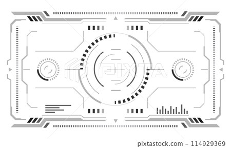 HUD sci-fi interface screen grey view on white design virtual reality futuristic technology display vector HUD sci-fi interface screen grey view on white design virtual reality futuristic technology display vector 114929369