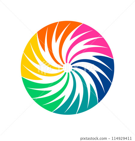 Circular Rotating Multicolour Design Element. Abstract Circle Icon. 114929411