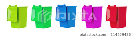 Set large plastic bin isolated on white background. Set large plastic bin isolated on white background. 114929426