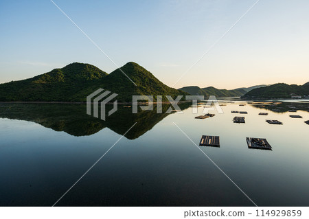 日本岡山縣備前市橛島美麗的夜景 114929859