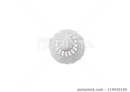 Isolated white badminton shuttlecock on white background Isolated white badminton shuttlecock on white background 114930189
