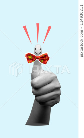 Creative thumb up with easter egg and bow tie illustration 114930211