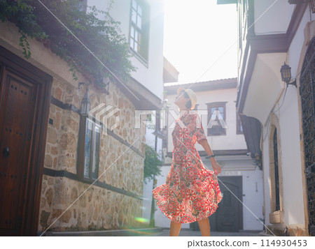 female summer travel to Antalya, Turkey 114930453