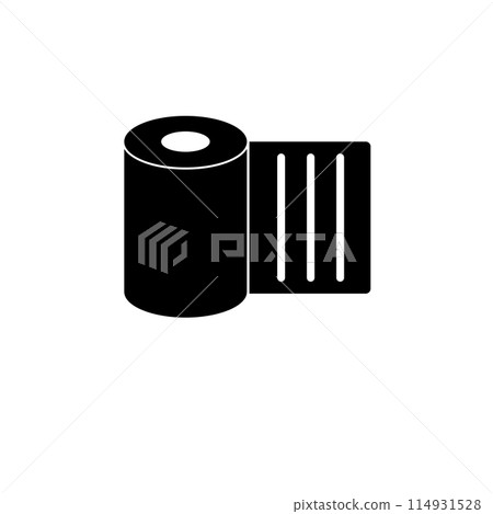 Paper or Textile Fabric Roll Solid Flat Vector Icon Isolated on White Background 114931528