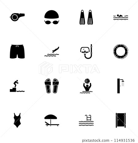 Water Pool icon - Expand to any size - Change to any colour. Perfect Flat Vector Contains such Icons as swim cap, pool, dive, sea, swimming mask, ocean, goggles, flip-flops, swimsuit, beach, lifebuoy. Water Pool icon - Expand to any size - Change to any colour. Perfect Flat Vector Contains such Icons as swim cap, pool, dive, sea, swimming mask, ocean, goggles, flip-flops, swimsuit, beach, lifebuoy. 114931536