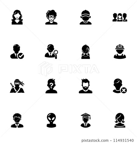 Users Avatar icon - Expand to any size - Change to any colour. Perfect Flat Vector Contains such Icons as person, profile, contractor, businessman, businesswoman, men, women, people, human face, boss. Users Avatar icon - Expand to any size - Change to any colour. Perfect Flat Vector Contains such Icons as person, profile, contractor, businessman, businesswoman, men, women, people, human face, boss. 114931540
