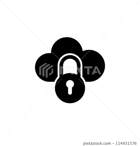 Private Web Cloud, Secure Access and Data Protection Flat Vector Icon 114931576