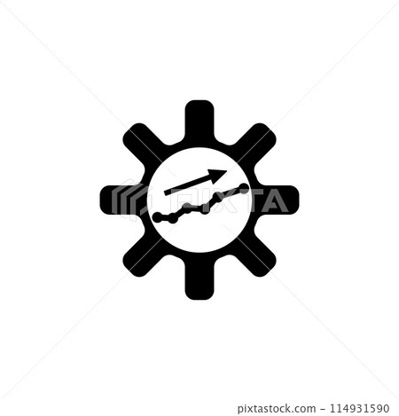 Productivity, Gear Cog with Growing Graph Flat Vector Icon Productivity, Gear Cog with Growing Graph Flat Vector Icon 114931590