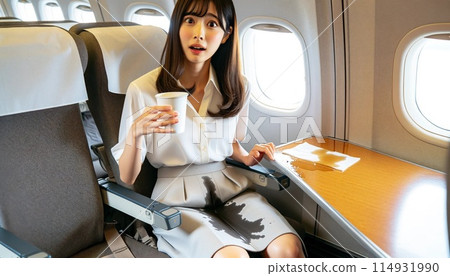 Woman spills drink on airliner 114931990