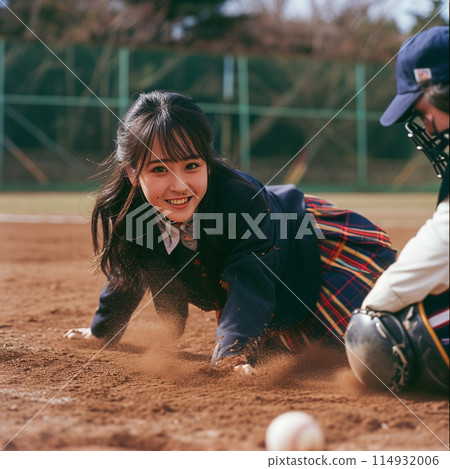 穿制服打棒球的女學生 穿制服打棒球的女學生 114932006