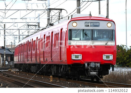 Nagoya Railroad 6000 series train on the Meitetsu Inuyama Line heading towards Higashi-Okazaki Nagoya Railroad 6000 series train on the Meitetsu Inuyama Line heading towards Higashi-Okazaki 114932012