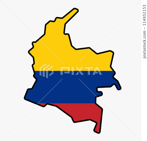 Outline drawing of Colomboia flag map. 114932153