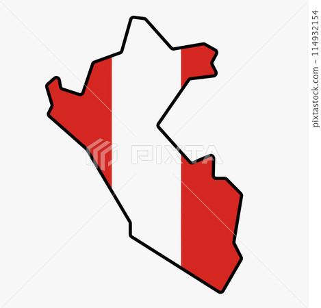 Outline drawing of Peru flag map. 114932154