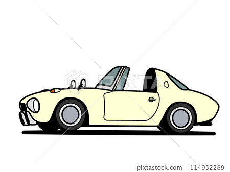 Classic Japanese sports car, white, car illustration 114932289