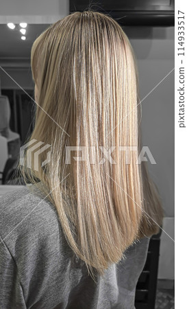Long hair. Hair coloring process. Salon work. Step-by-step process. Long hair. Hair coloring process. Salon work. Step-by-step process. 114933517
