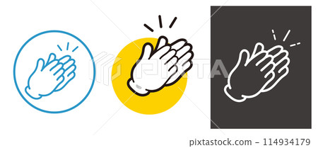 Applause hand sign. Clapping pictogram. Standing ovation. 114934179