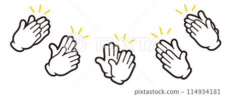 掌聲的手勢。象形圖的拍手。起立鼓掌。 掌聲的手勢。象形圖的拍手。起立鼓掌。 114934181