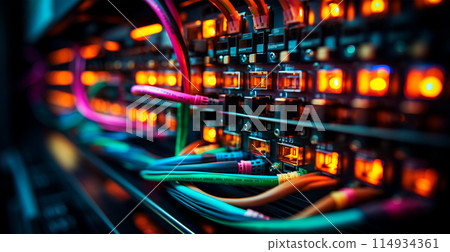 Electrical wires, engineering communications, network connections - AI generated image 114934361