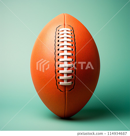 Leather American football ball on isolated background - AI generated image 114934687